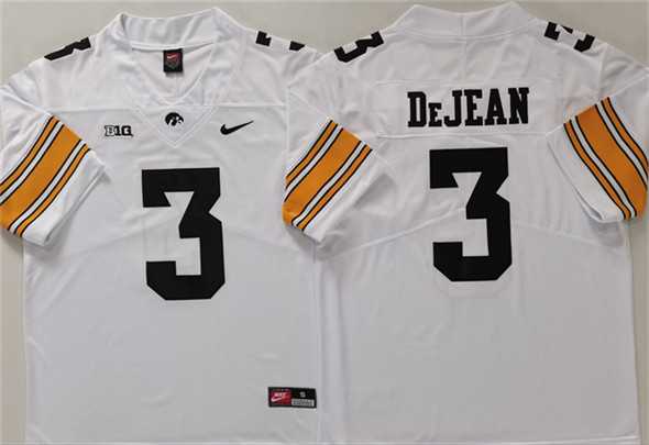 Mens Iowa Hawkeyes #3 Cooper DeJean White Stitched Jersey